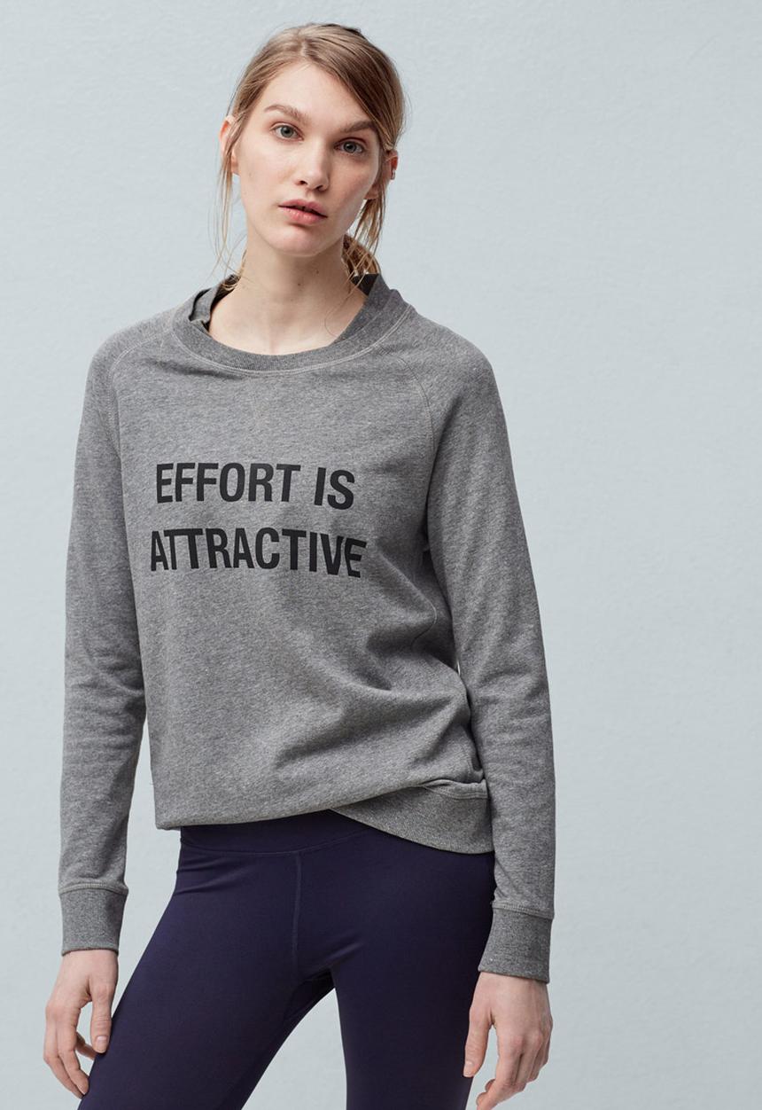 MANGO - Yoga Printed Hoodie Mid Grey