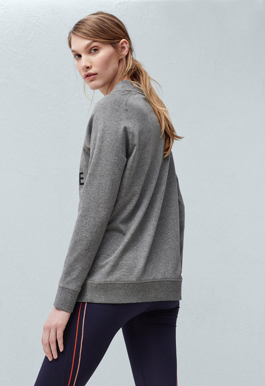 MANGO - Yoga Printed Hoodie Mid Grey