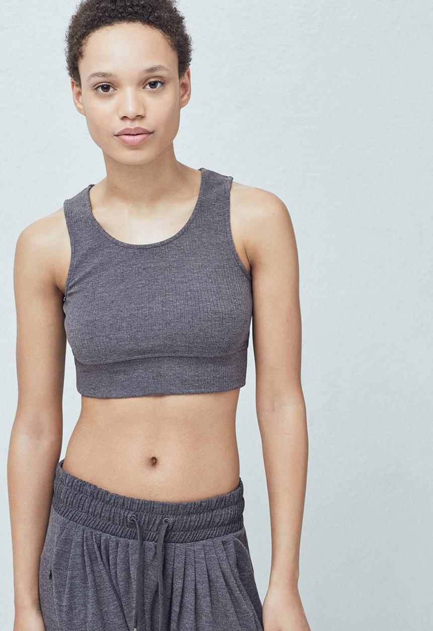 MANGO - Yoga Cropped Top Mid Grey