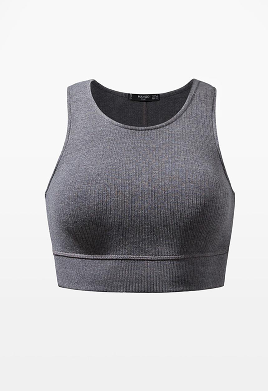 MANGO - Yoga Cropped Top Mid Grey