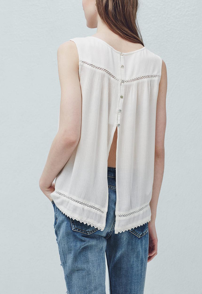 MANGO - Trim Embroidery Top White