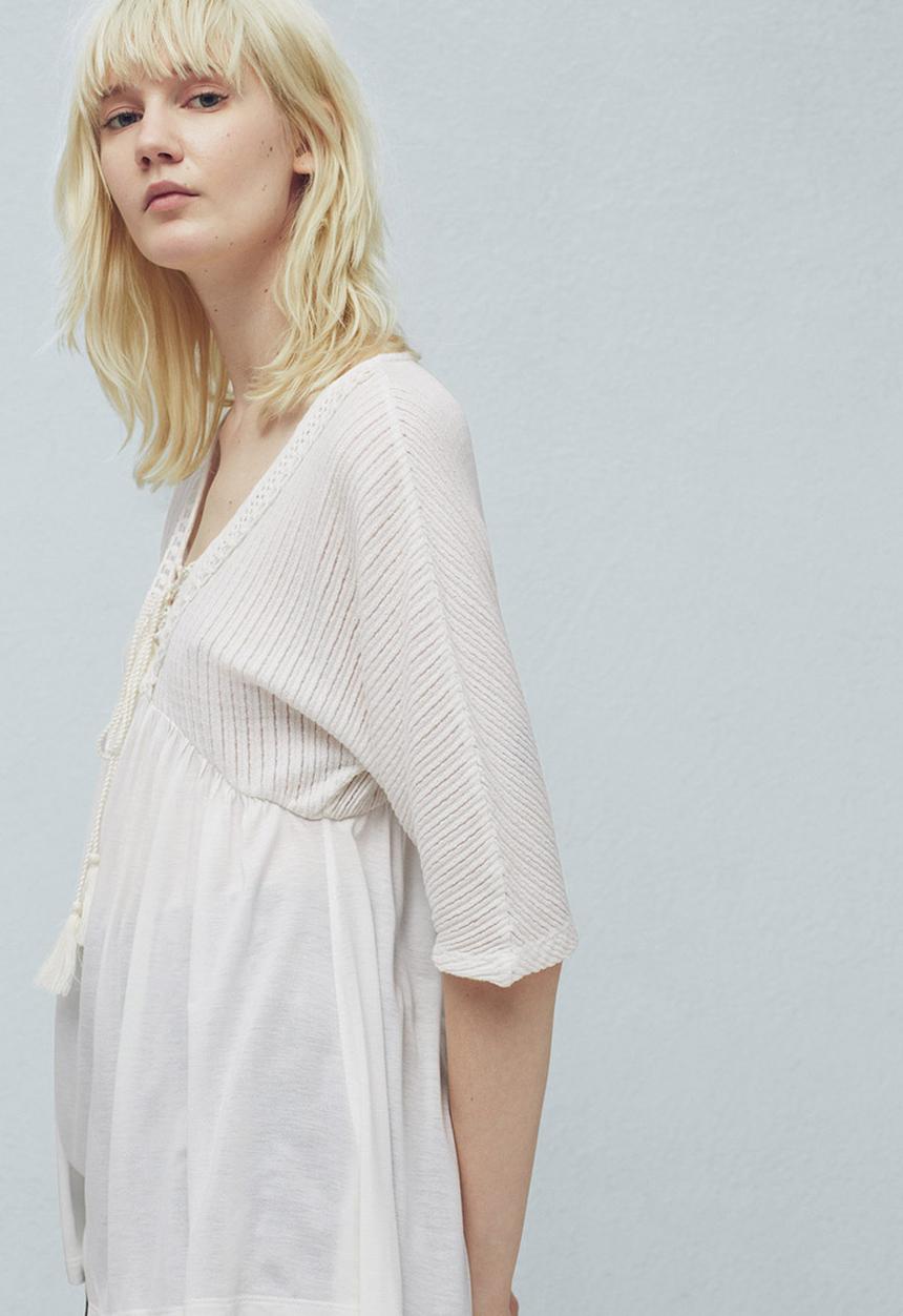MANGO - Contrast Tunic White