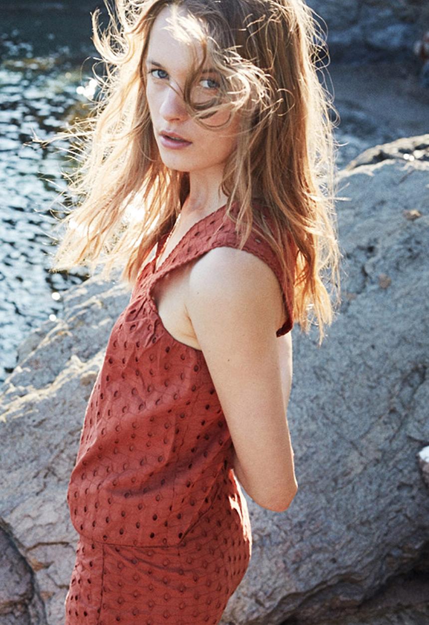 MANGO - Embroidered Top Orange