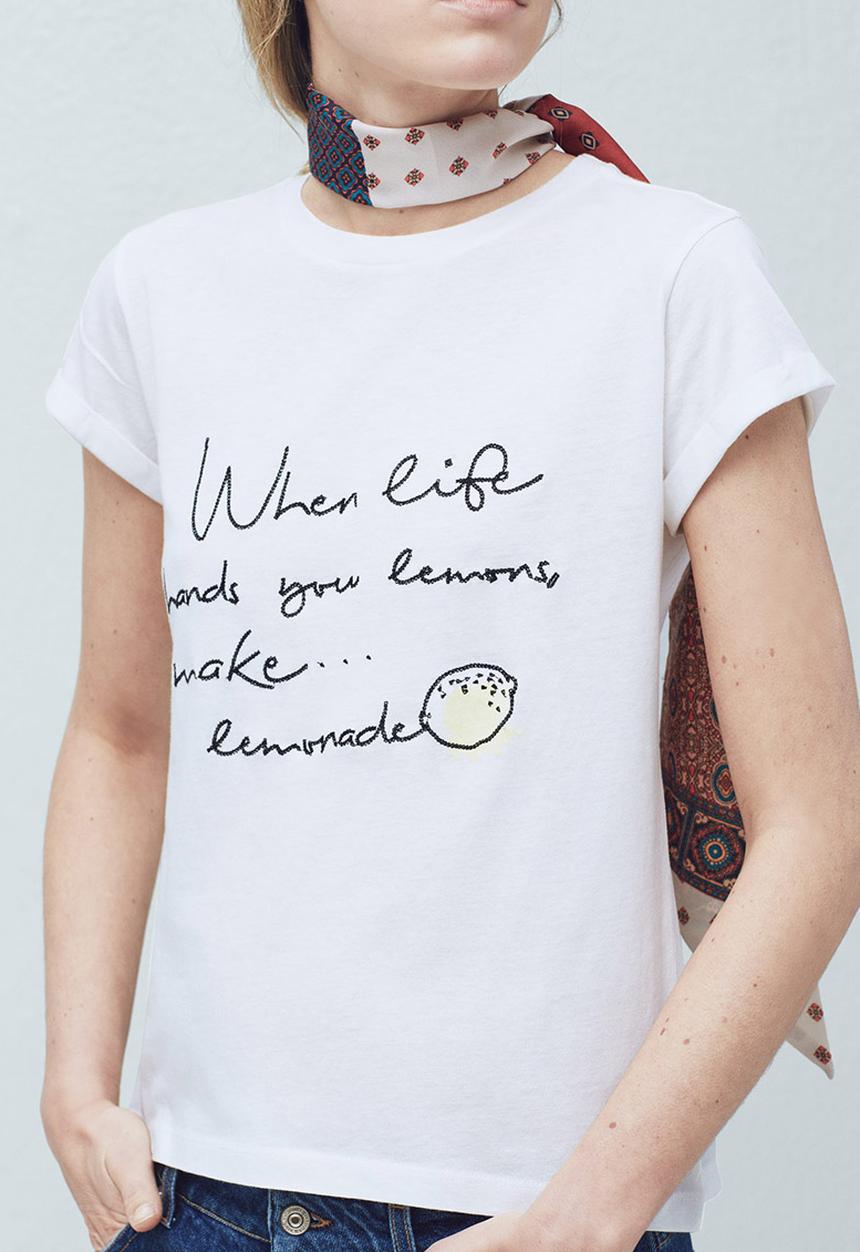 MANGO - Printed T-shirt White