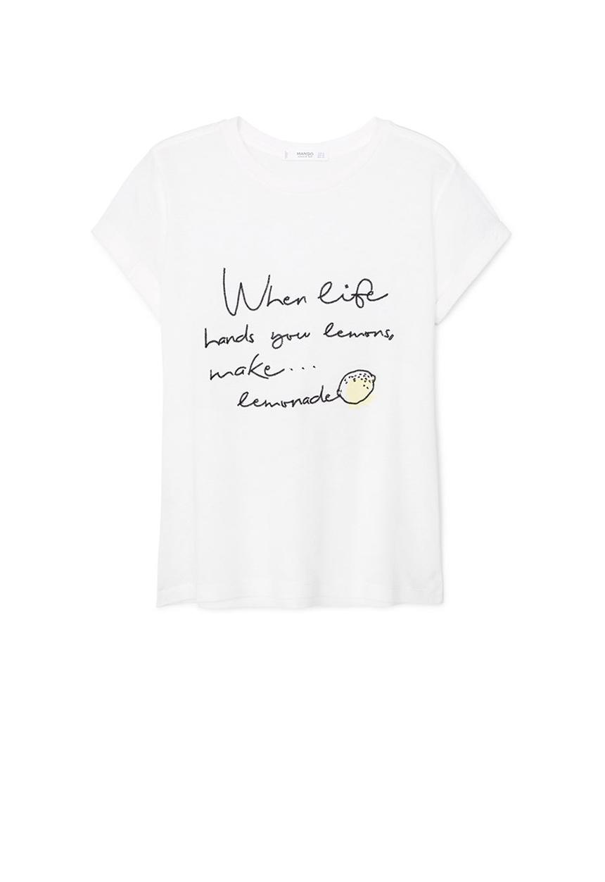 MANGO - Printed T-shirt White
