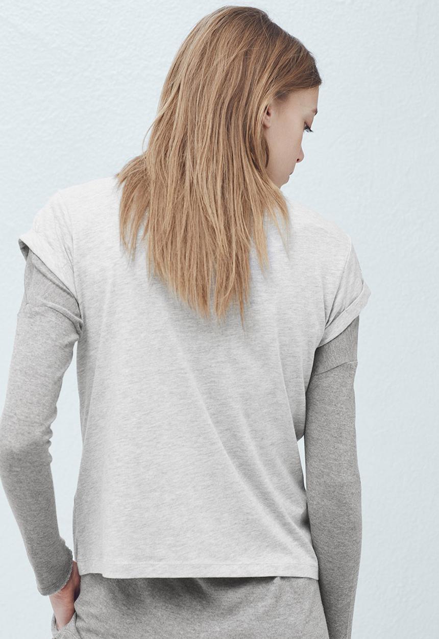 MANGO - Printed T-shirt Mid Grey