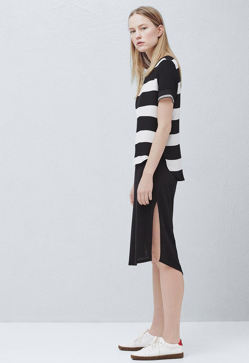 MANGO - Printed T-shirt Black and White
