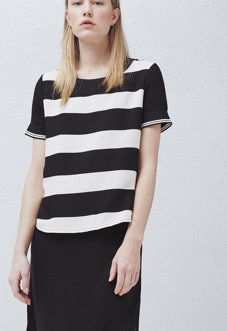 MANGO - Printed T-shirt Black and White