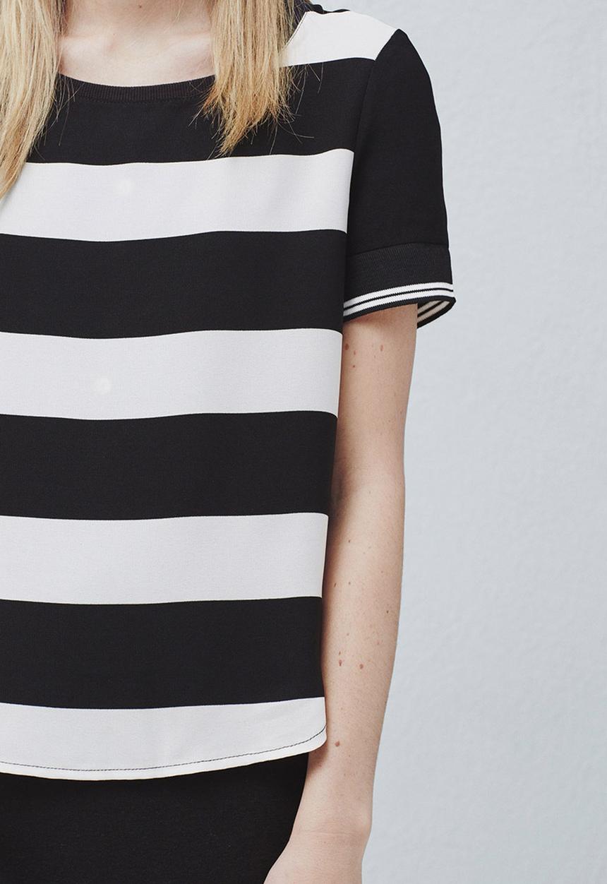 MANGO - Printed T-shirt Black and White