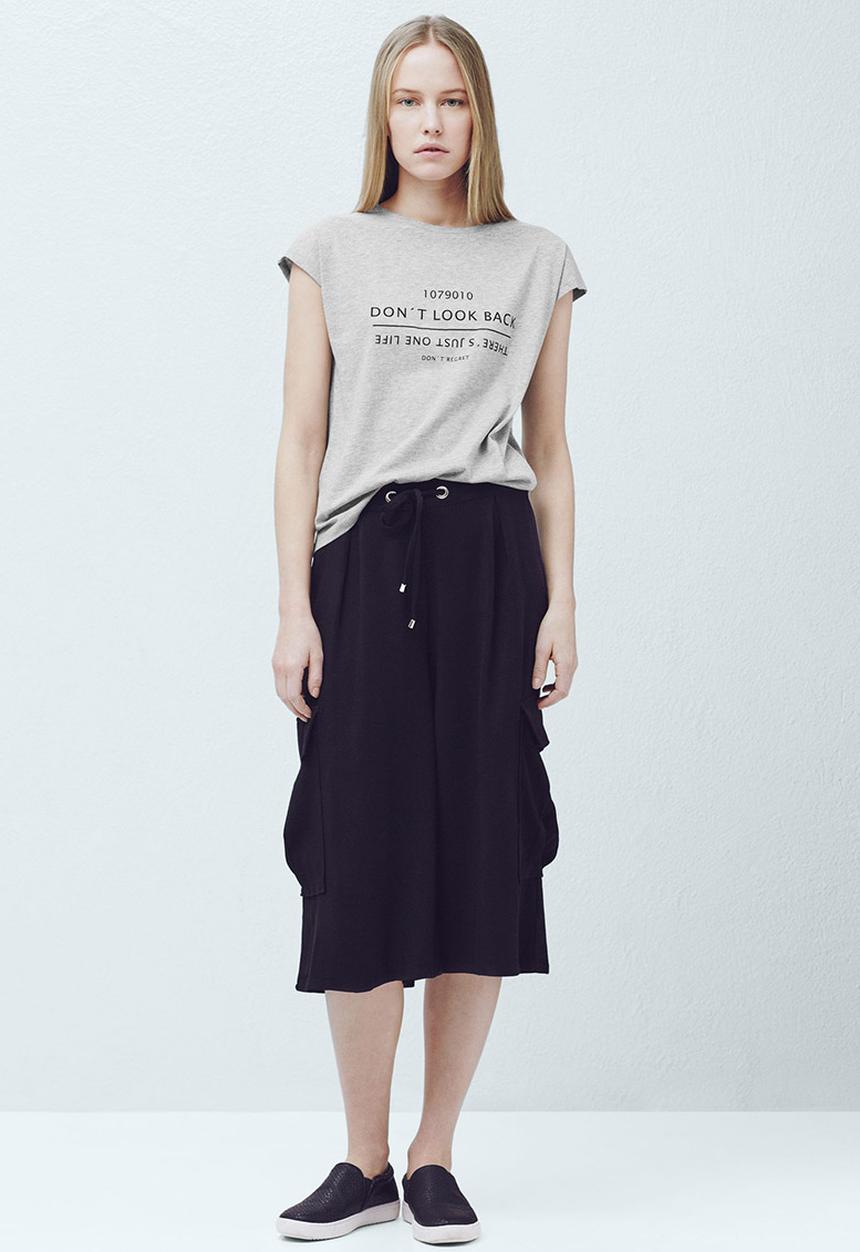 MANGO - Printed T-shirt Pale Grey