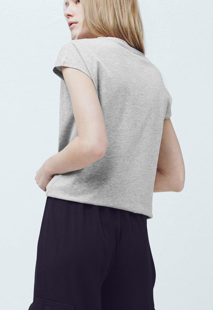 MANGO - Printed T-shirt Pale Grey