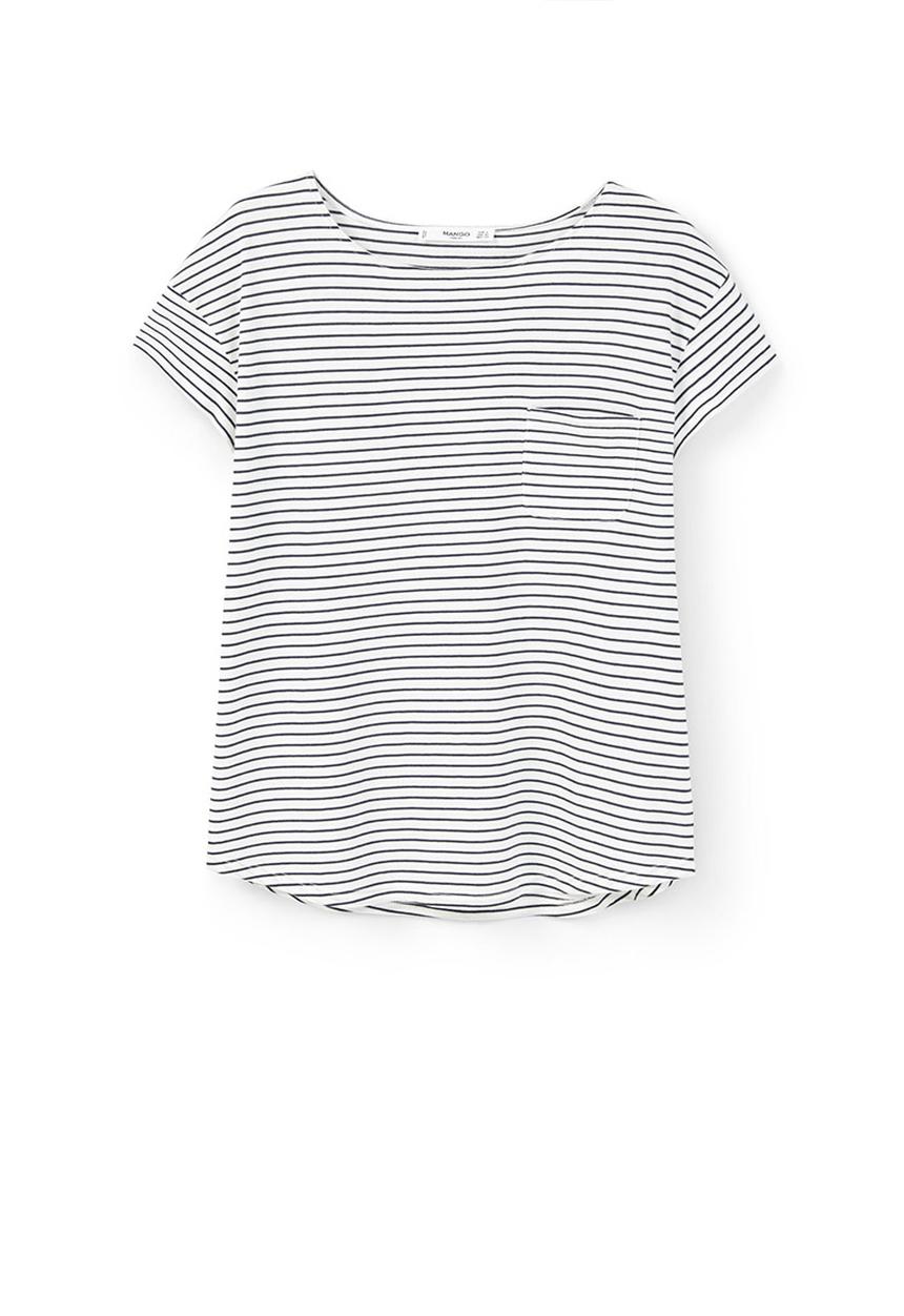 MANGO - Striped Cotton T-Shirt Black and White