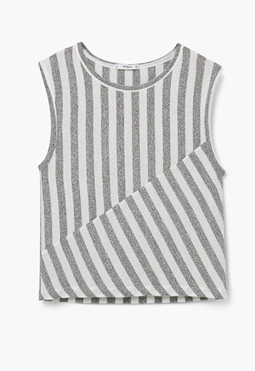 MANGO - Striped Tank Top Grey