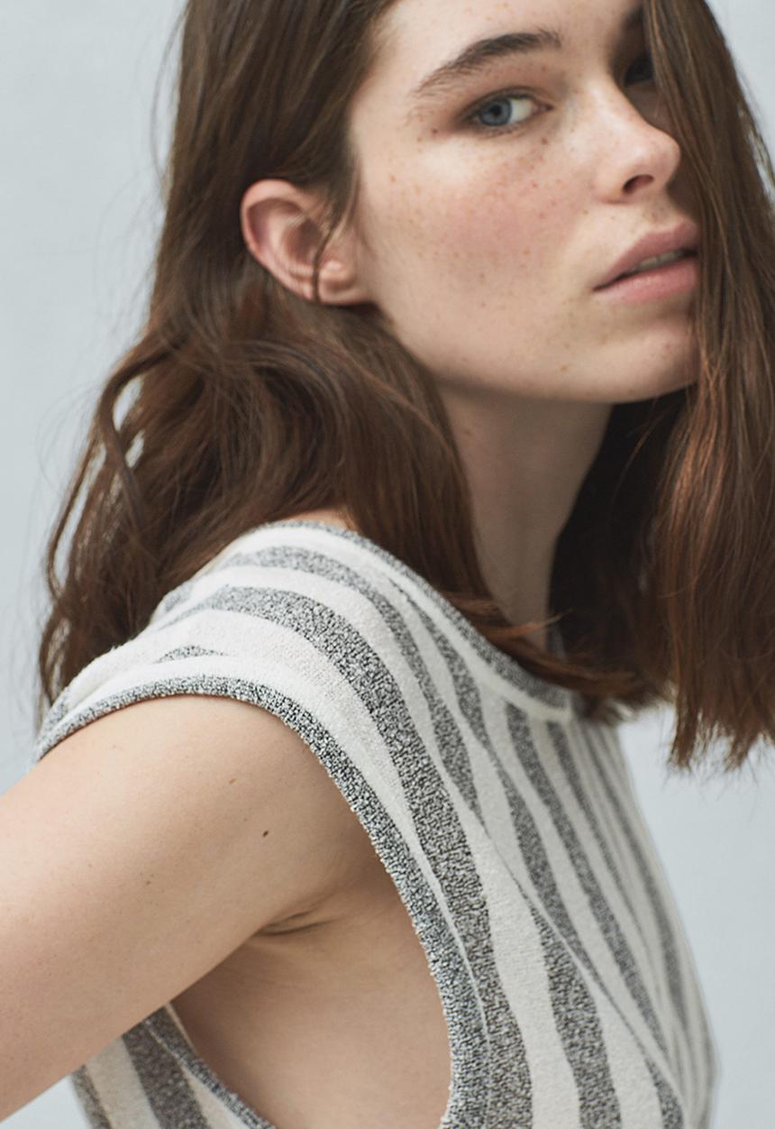 MANGO - Striped Tank Top Grey