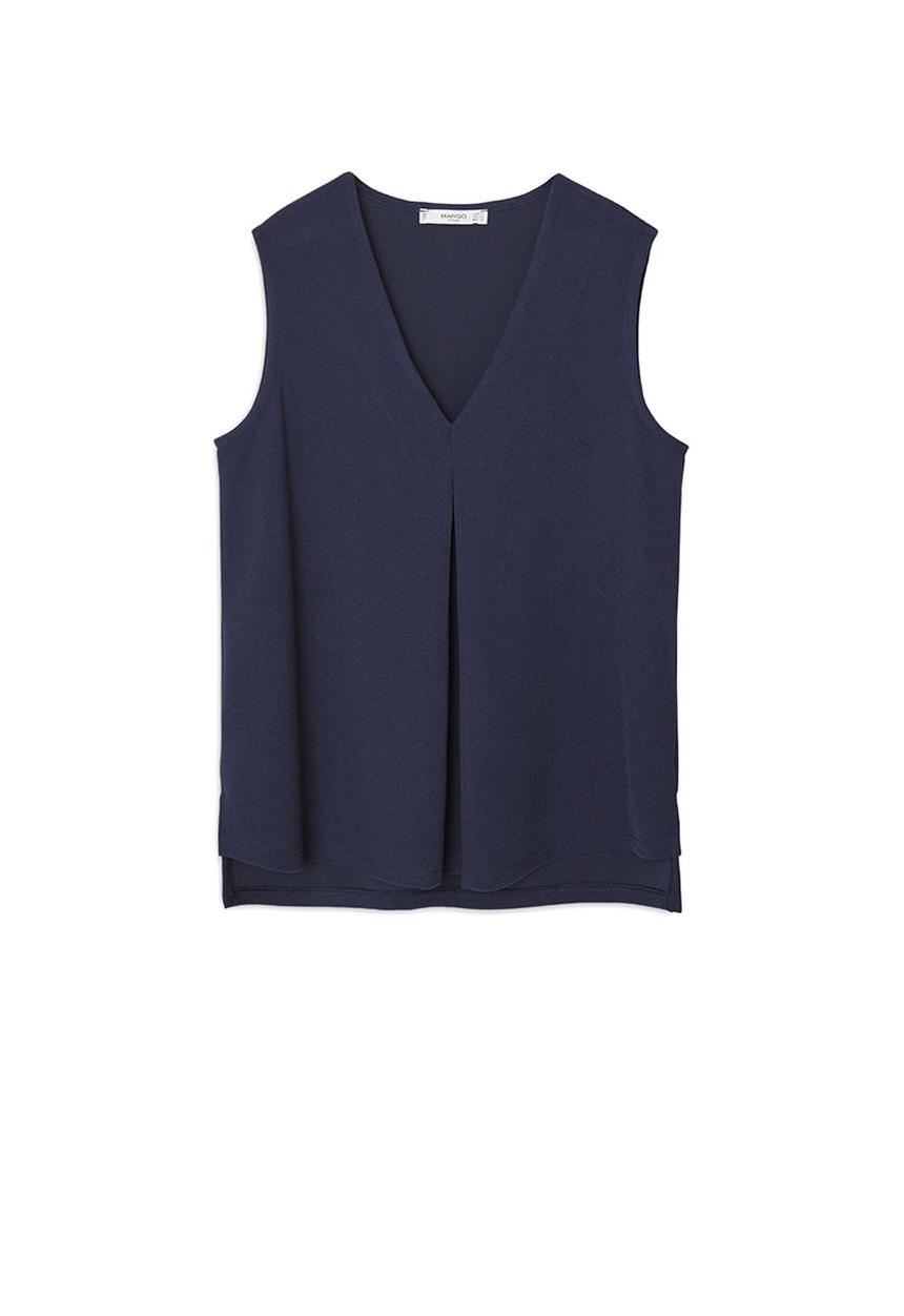 MANGO - Flowy Textured Top Navy