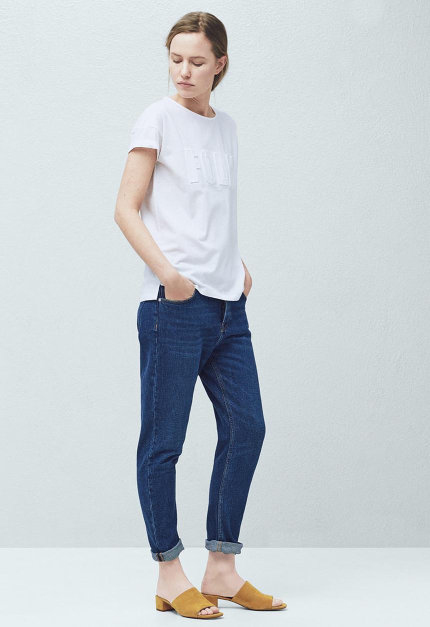 MANGO - Embossed T-shirt White