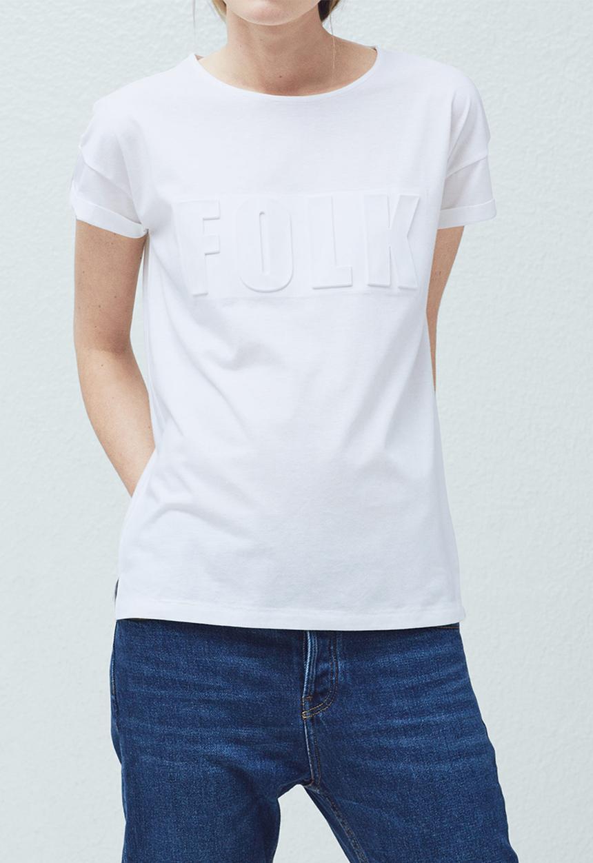 MANGO - Embossed T-shirt White