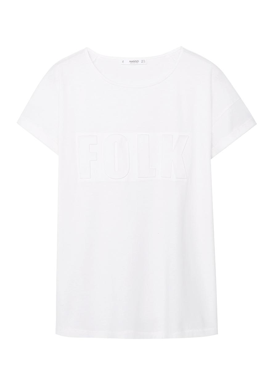 MANGO - Embossed T-shirt White