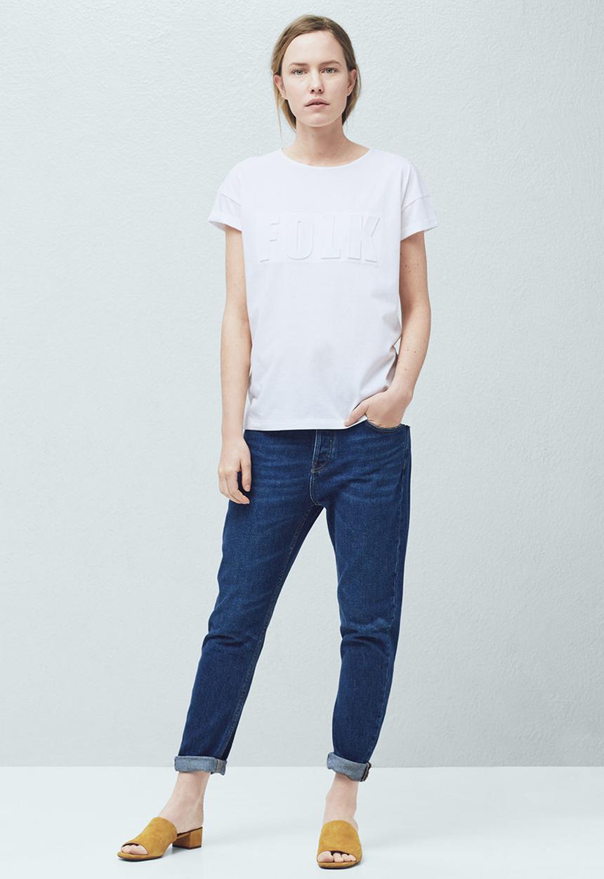 MANGO - Embossed T-shirt White