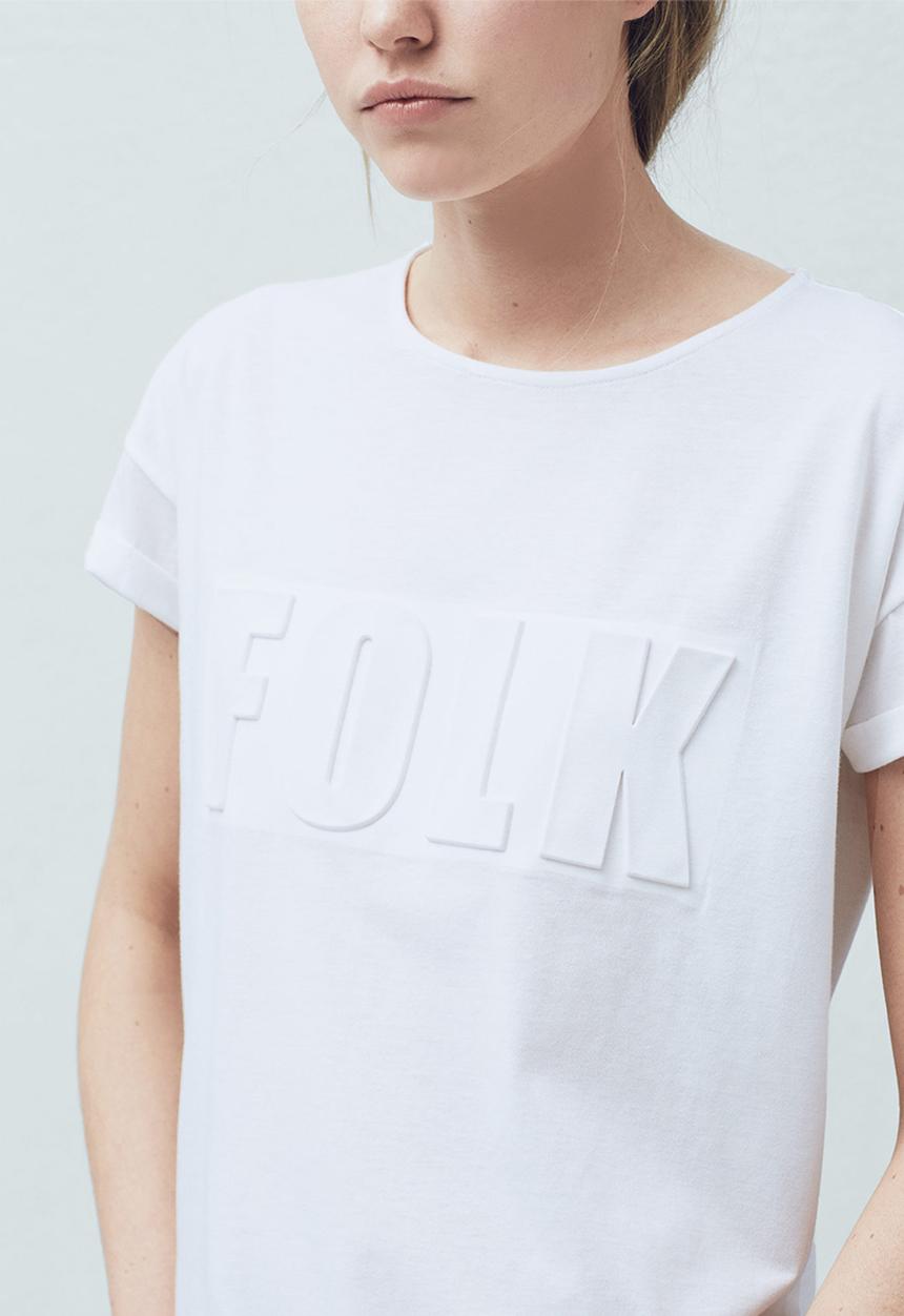 MANGO - Embossed T-shirt White