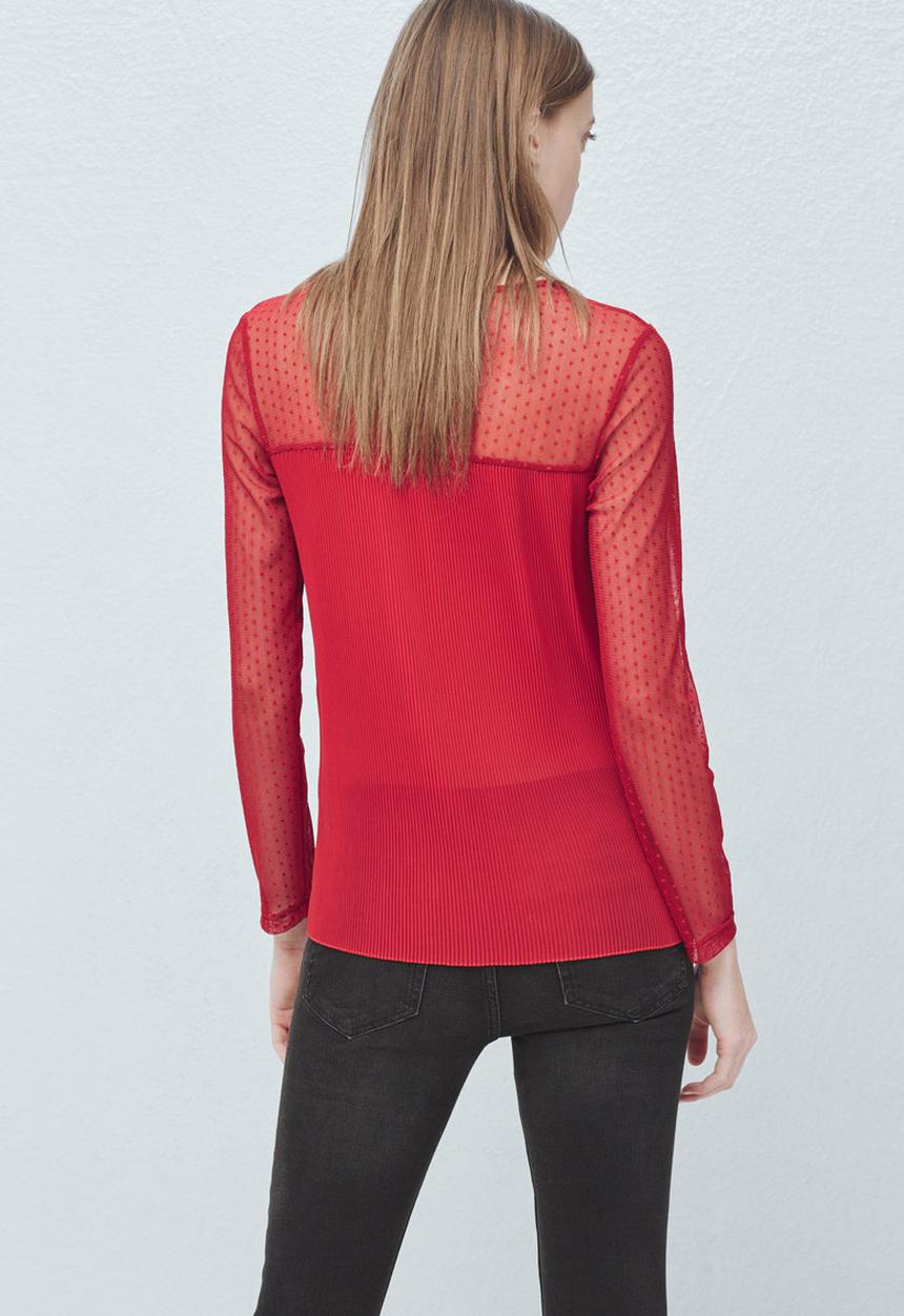 MANGO - Sheer Blouse Red