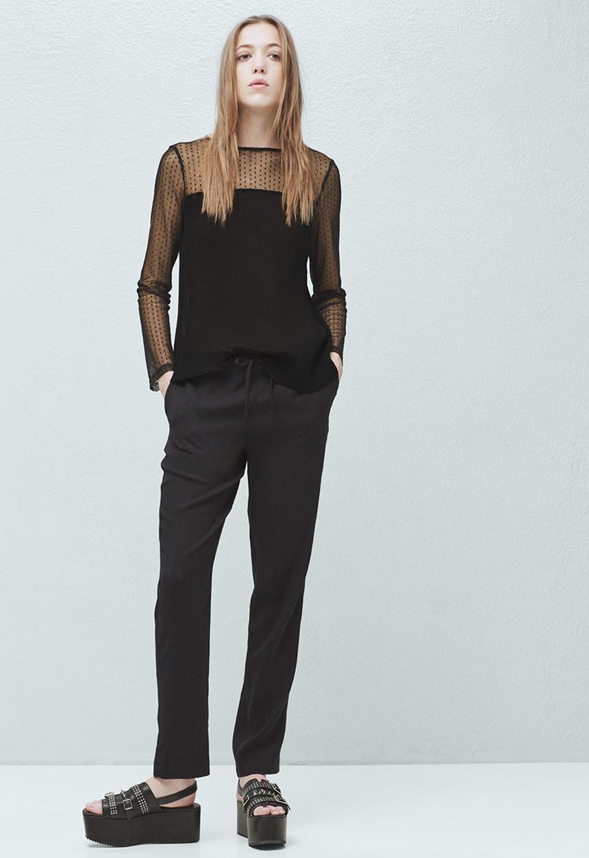 MANGO - Sheer Blouse Black
