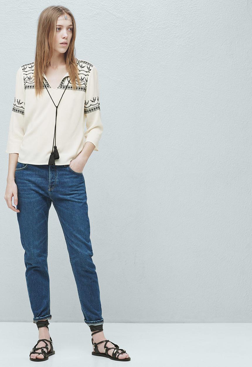 MANGO - Embroidered Blouse Cream
