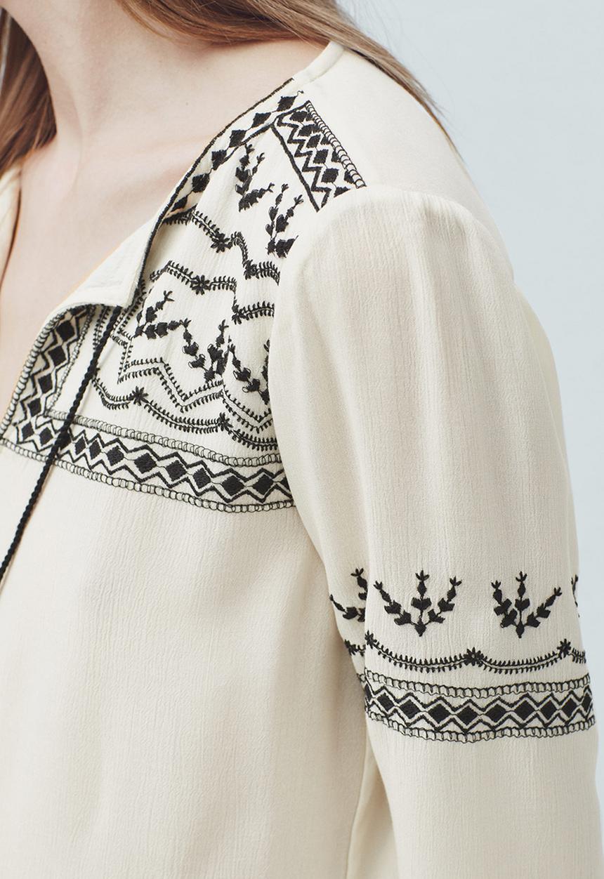 MANGO - Embroidered Blouse Cream