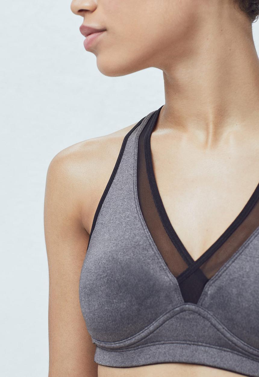 MANGO - Fitness High Impact Top Mid Grey