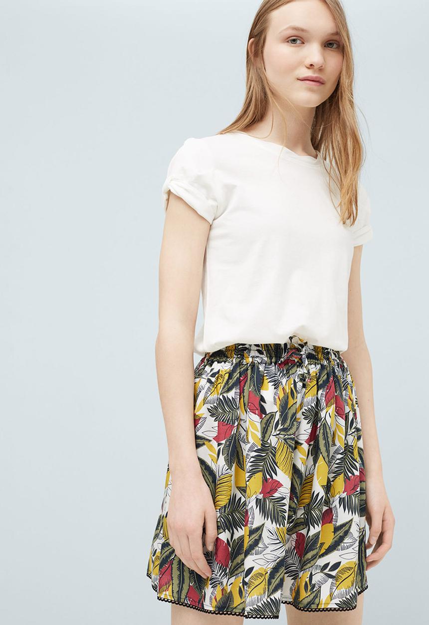 MANGO - Tropical Print Skirt Multi-colour