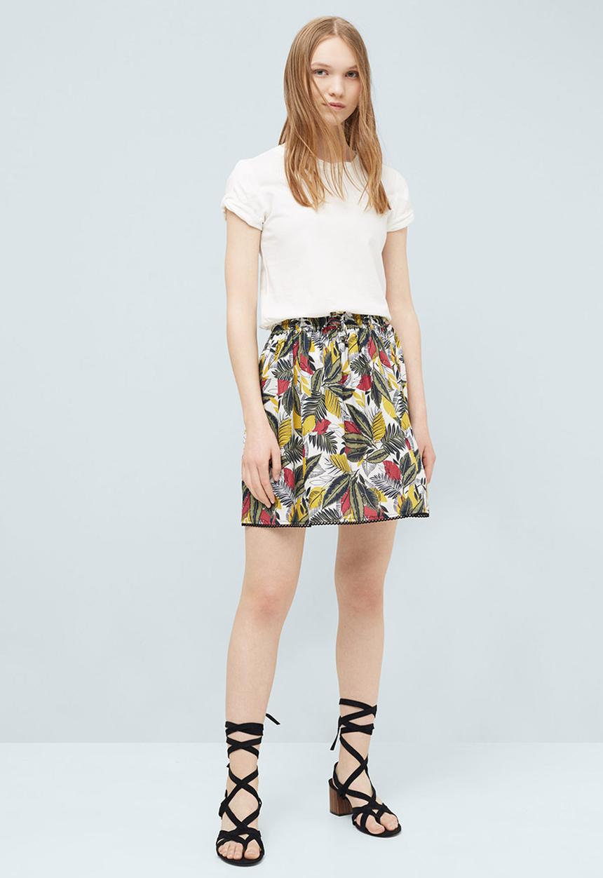 MANGO - Tropical Print Skirt Multi-colour