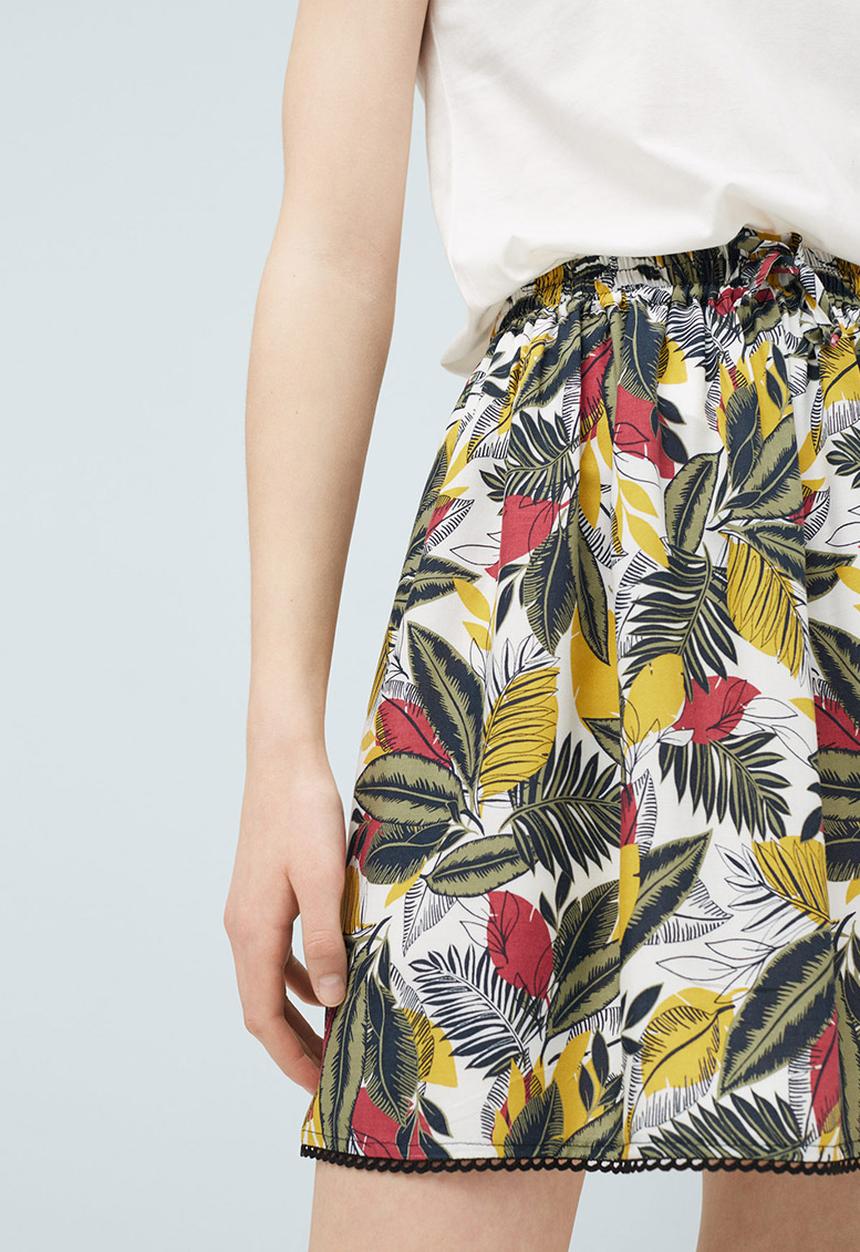MANGO - Tropical Print Skirt Multi-colour
