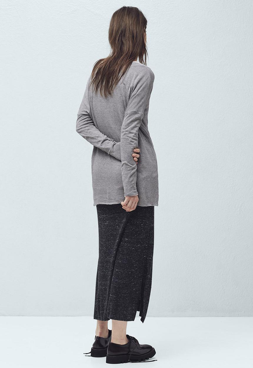 MANGO - Fine Knit T-shirt Mid Grey