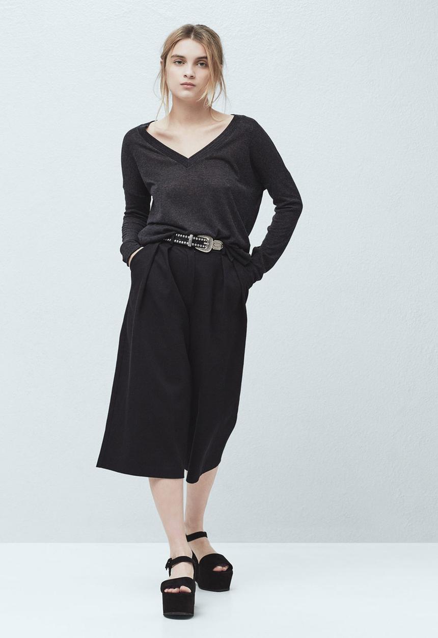 MANGO - Fine Knit T-shirt Black