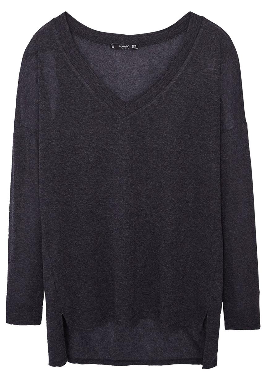MANGO - Fine Knit T-shirt Black