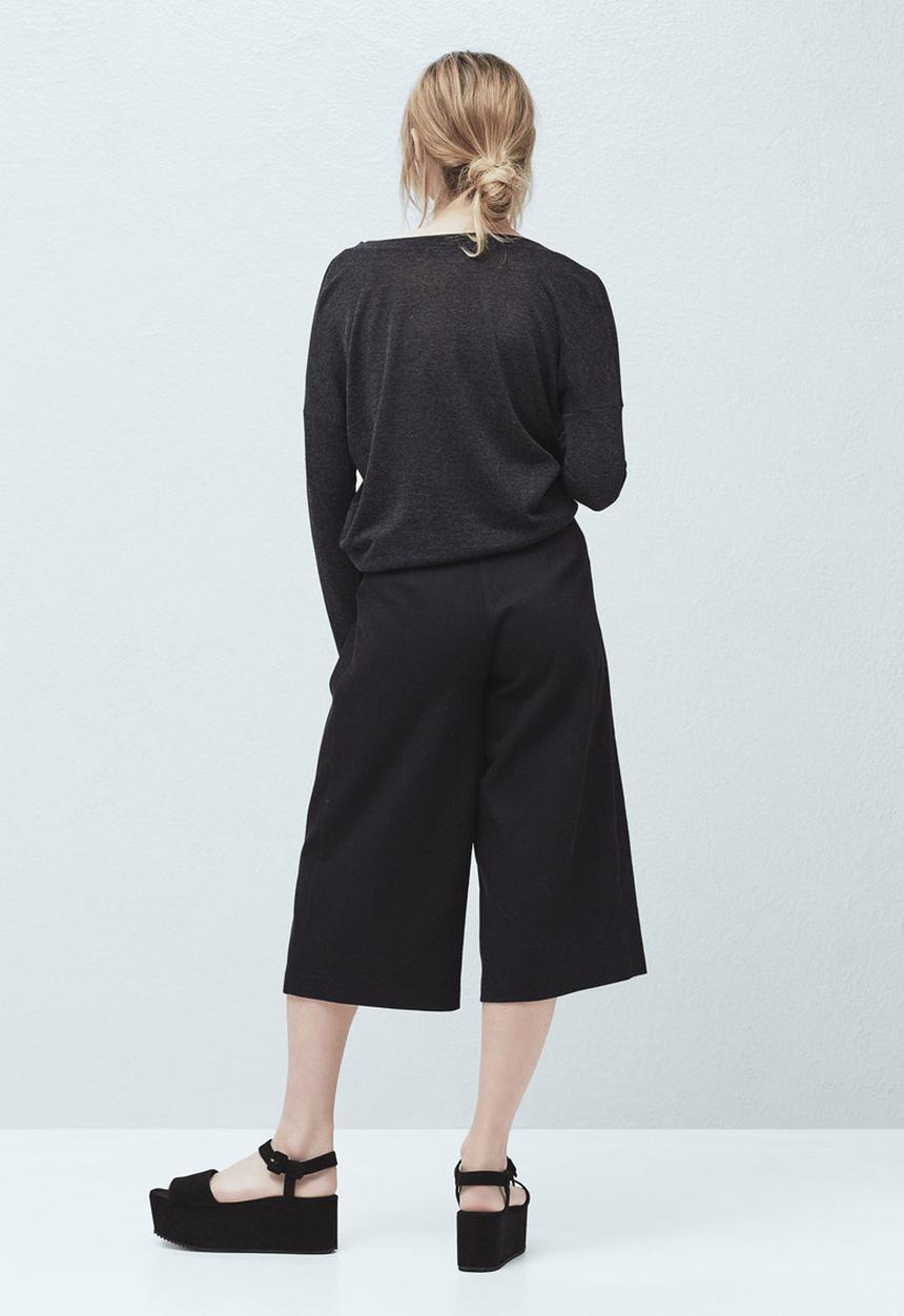 MANGO - Fine Knit T-shirt Black