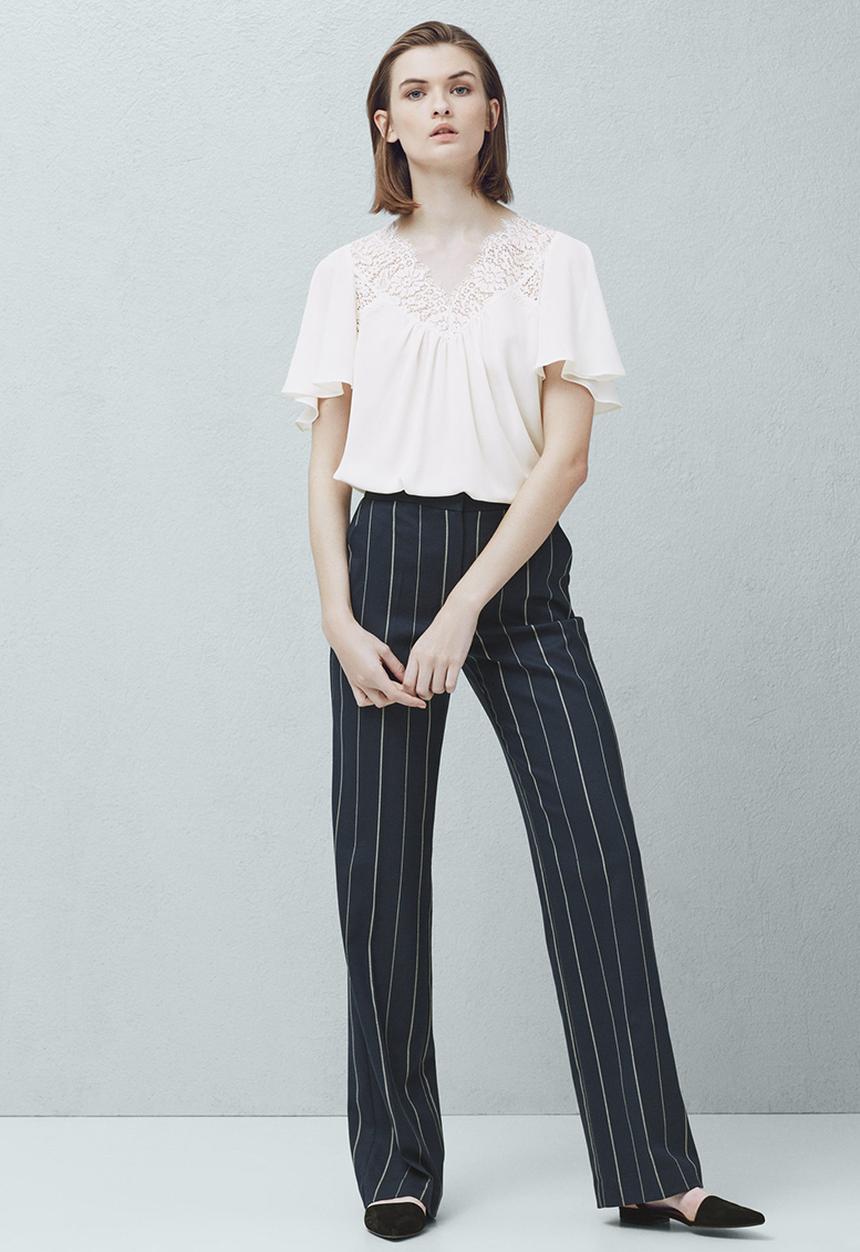 MANGO - Lace Detail Blouse Milk