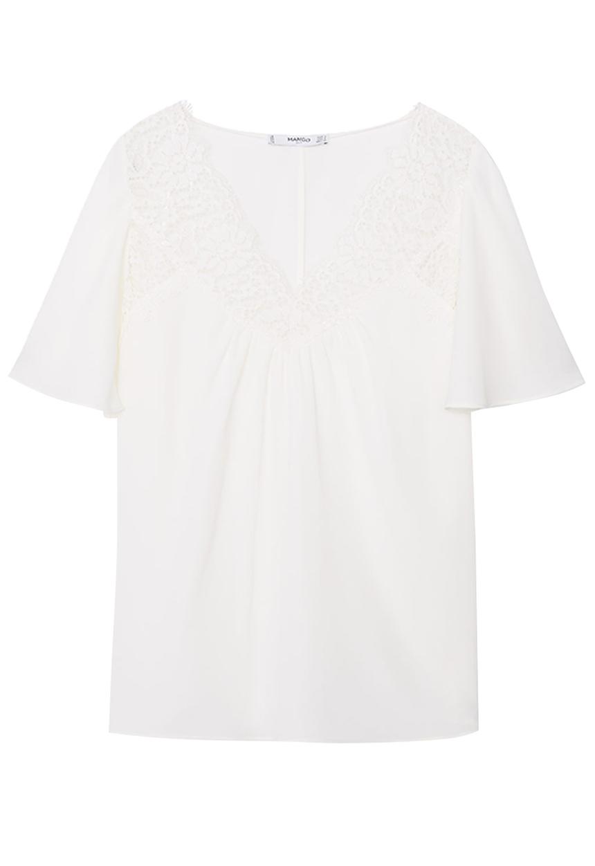 MANGO - Lace Detail Blouse Milk