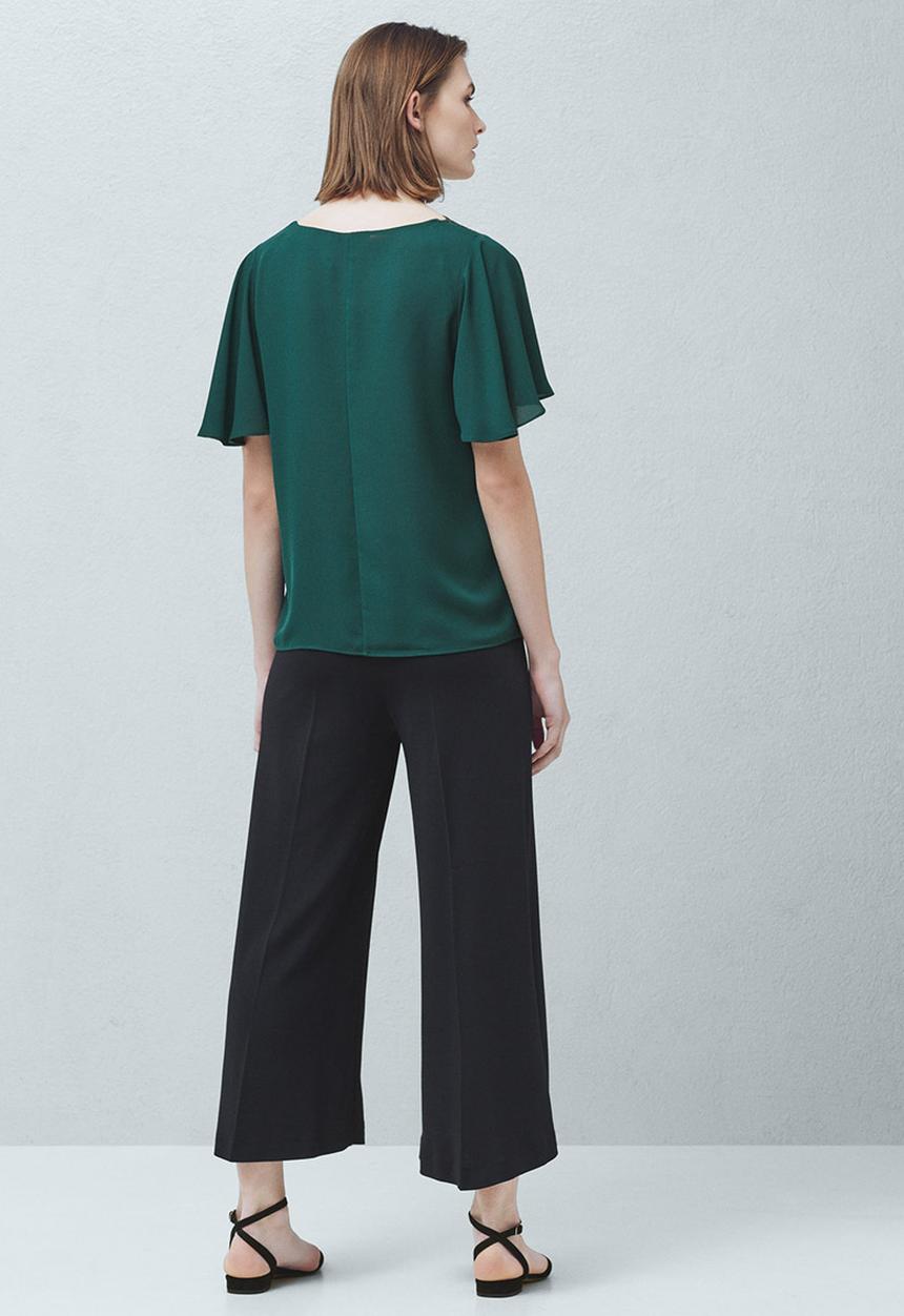 MANGO - Lace Detail Blouse Green
