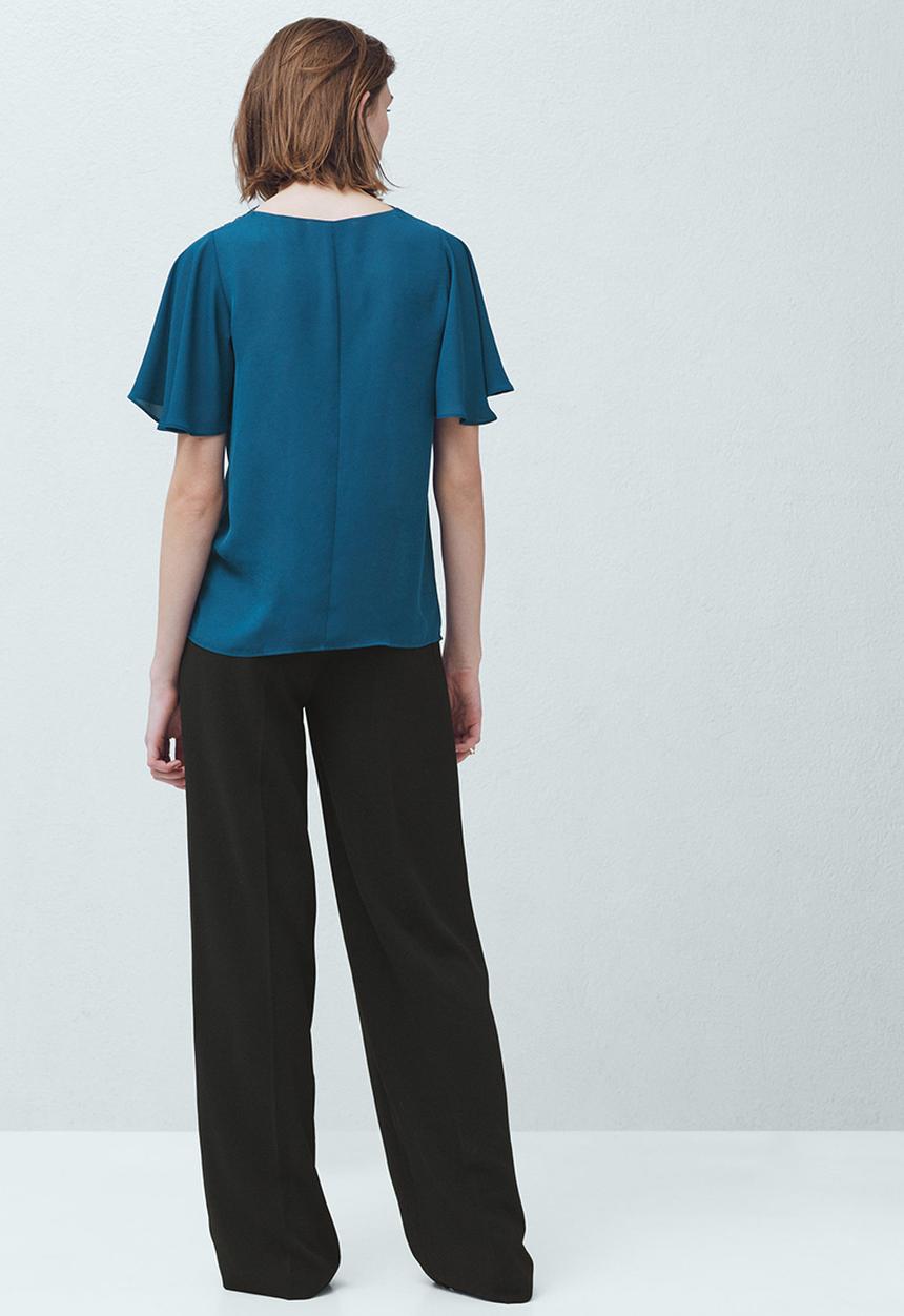 MANGO - Lace Detail Blouse Dark Blue