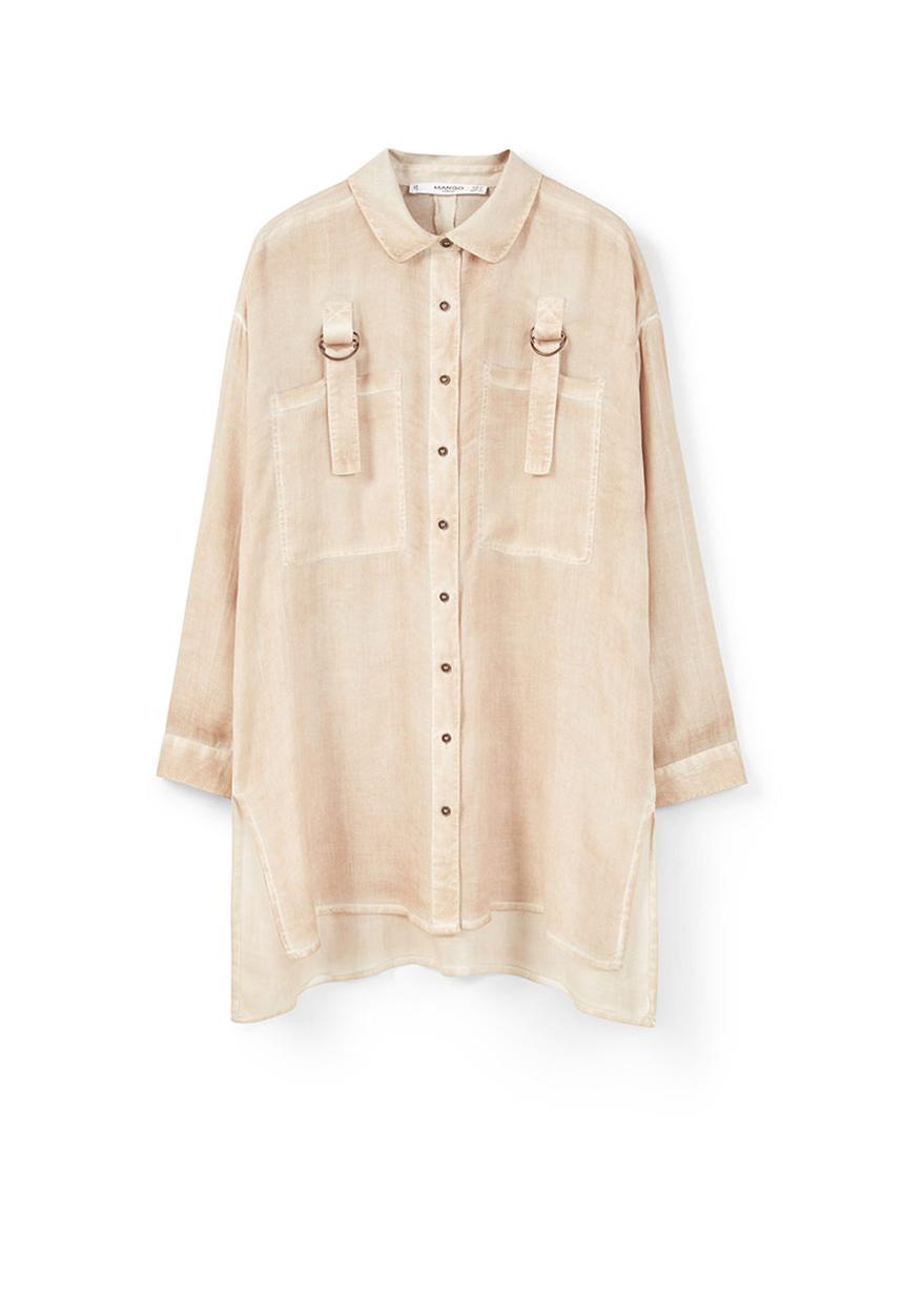 MANGO - Pocket Detail Fluid Shirt Camel
