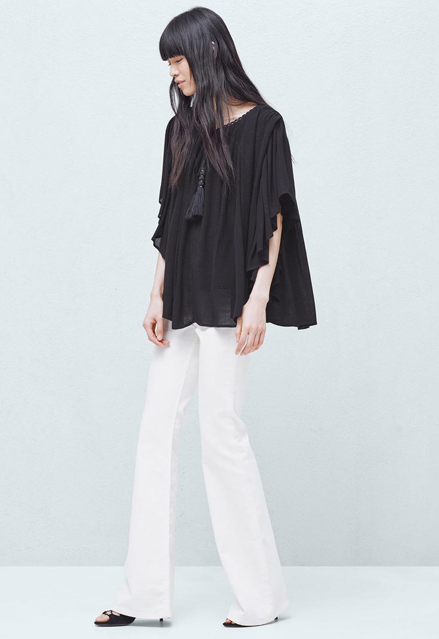 MANGO - Flared Sleeve Blouse Black