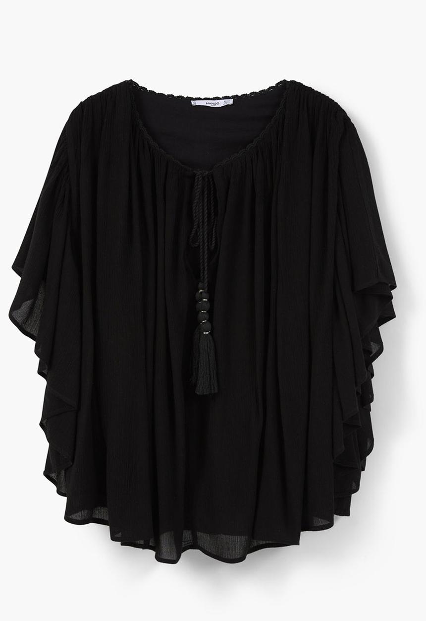 MANGO - Flared Sleeve Blouse Black