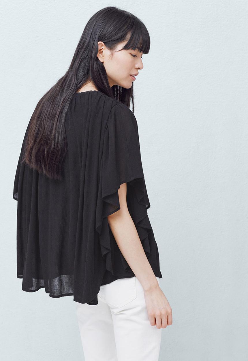 MANGO - Flared Sleeve Blouse Black