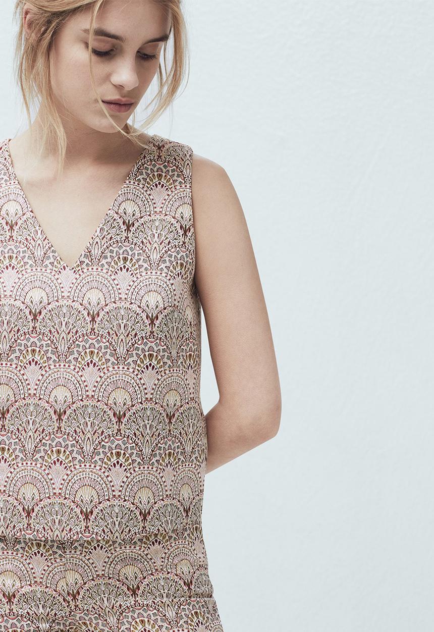 MANGO - Jacquard Cotton Top Multi-colour