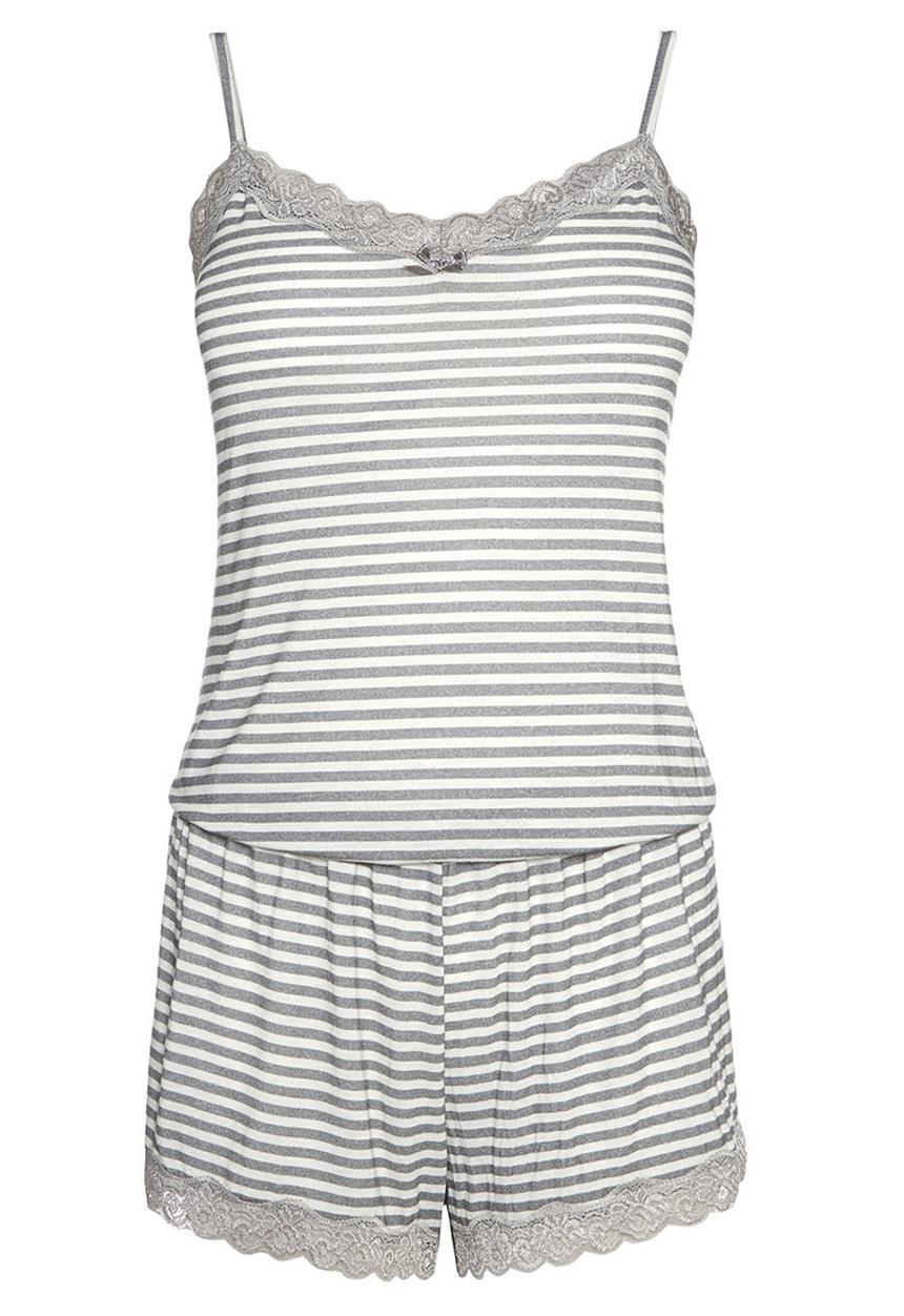 Next - Grey striped playsuit pale Grey