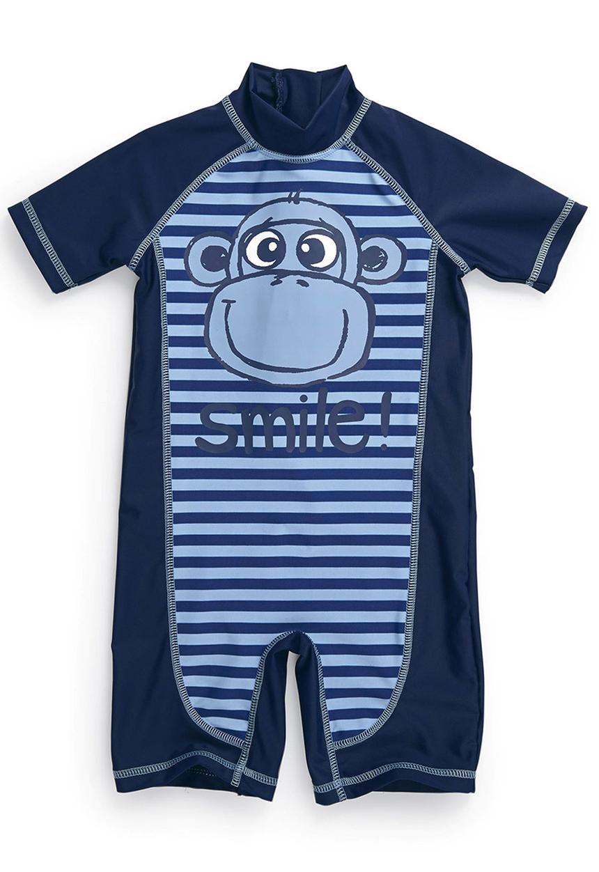 Next - Monkey Print Sunsafe Suit Mid Blue