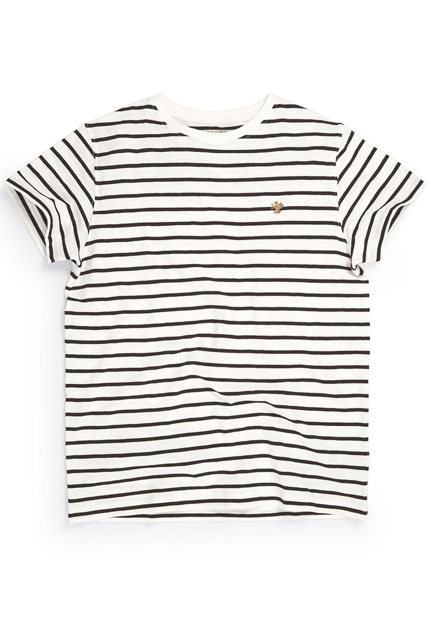Next - Ecru Stripe T-Shirt Black/White