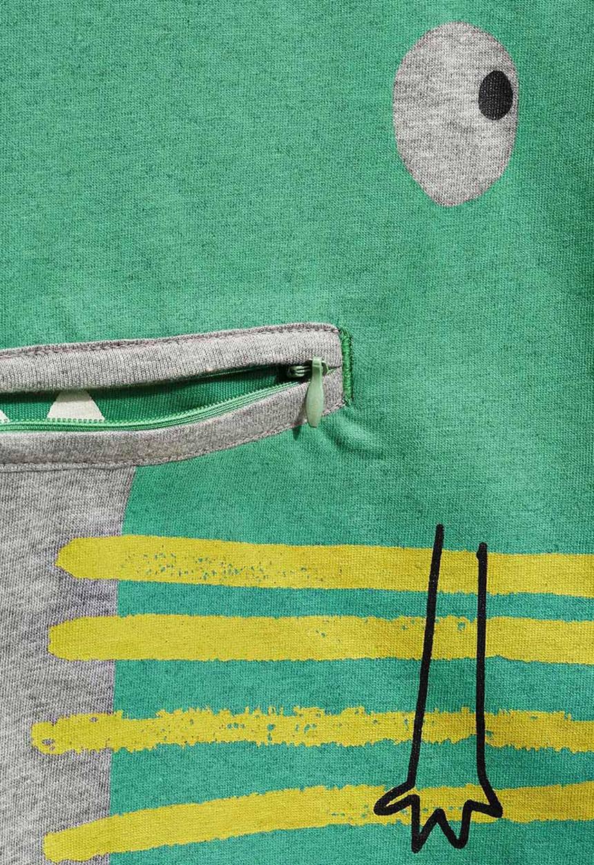 Next - Dino Zip Mouth T-shirt Grey