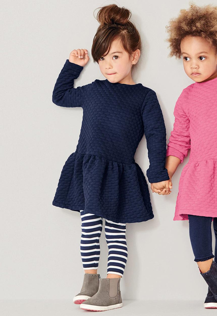Next - Spot Textured Dress Navy